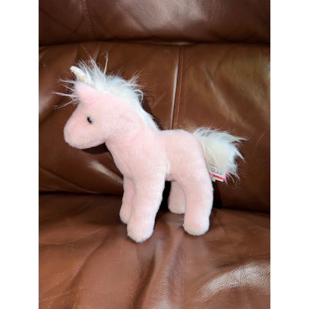 Douglas Cuddle Toys Pink Unicorn Plush Standing Stuffed Animal Silver Horn 8"